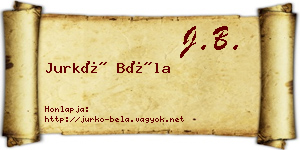 Jurkó Béla névjegykártya