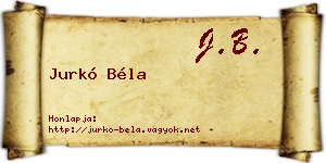 Jurkó Béla névjegykártya
